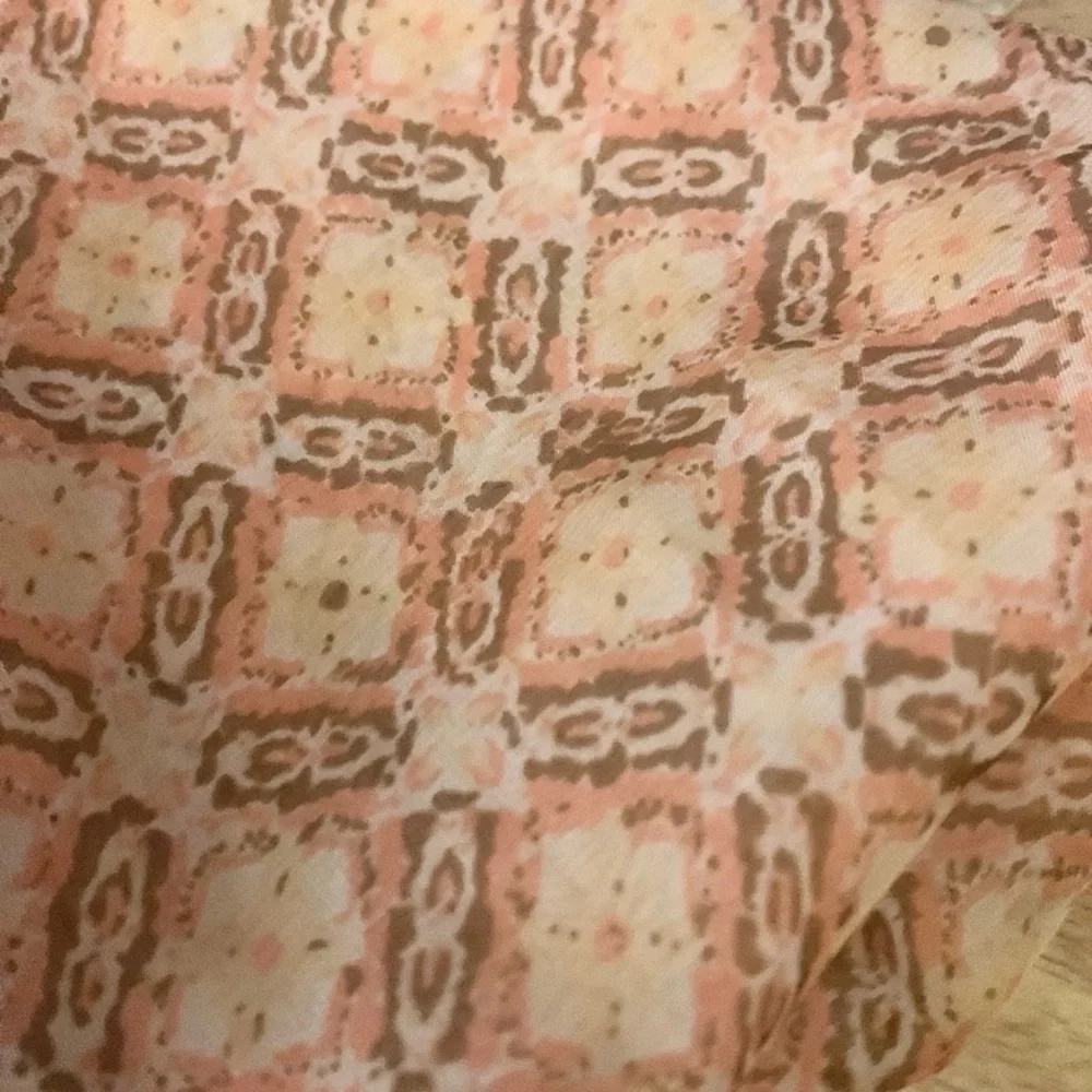 Womens infinity scarf light pink and brown patterned